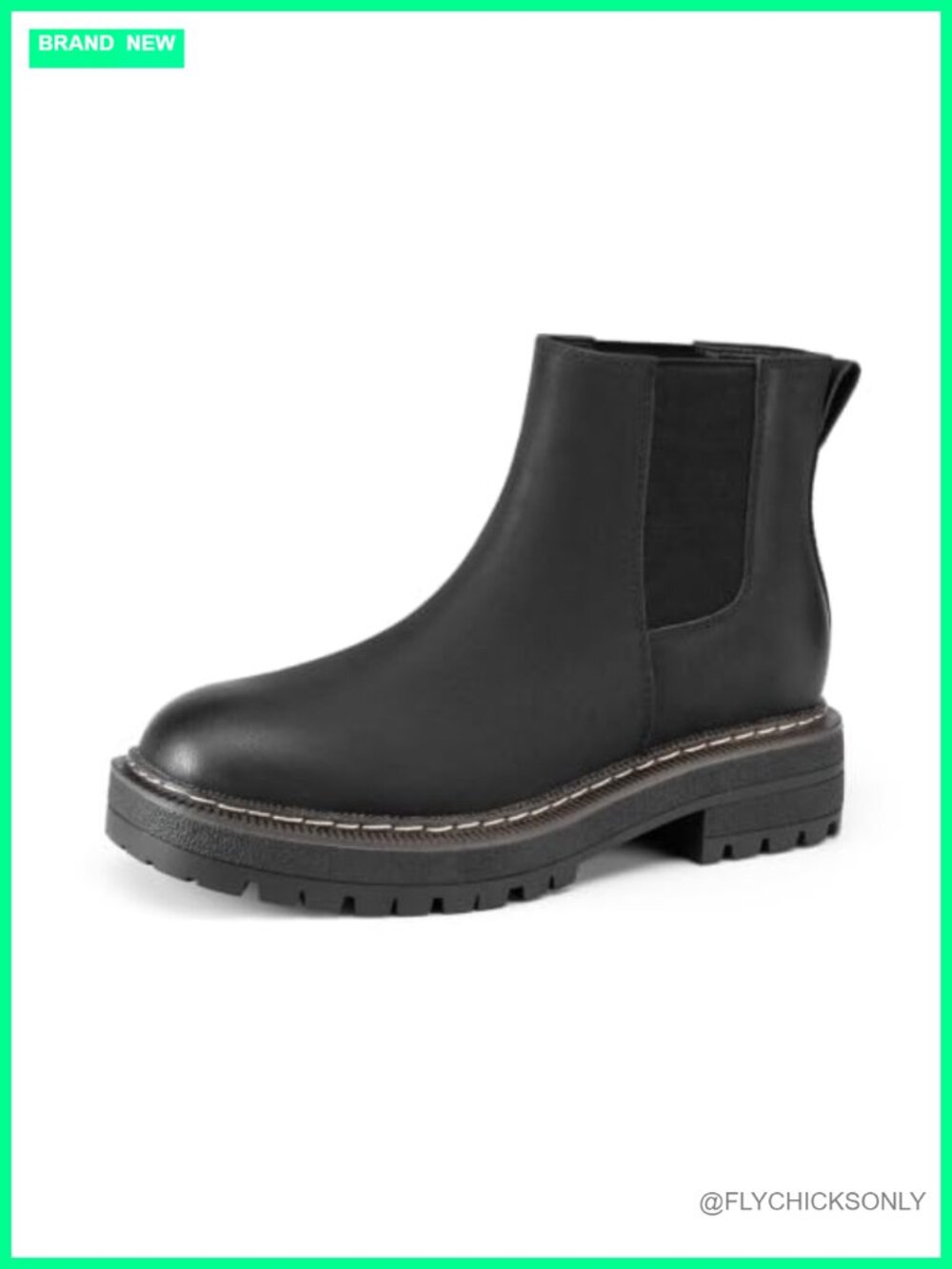 Chunky Low Heel Slip On Ankle Boots Chelsea Stretchy Faux Leather